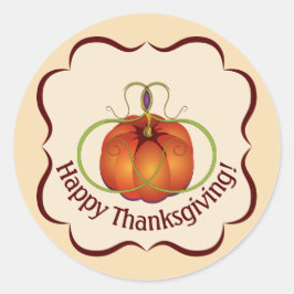 Oranje Curvy Pumpkin herfst Ronde Sticker