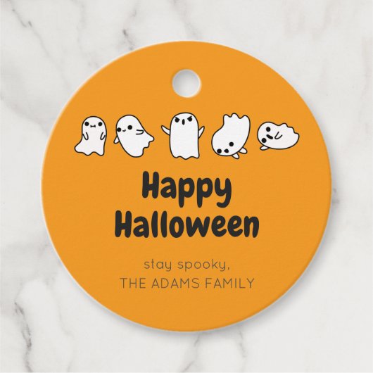 ORANJE CUSTOM Cute Spooky Ghost Halloween Favor Ta Bedankjes Labels (Voorkant)