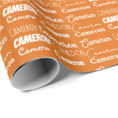 Oranje Custom Typography Collage Verjaardag Cadeaupapier (Rol Hoek)