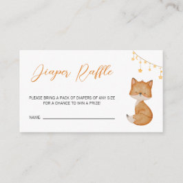 Oranje Cute Fox Baby shower Diaper Raffle Informatiekaartje