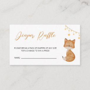 Oranje Cute Fox Baby shower Diaper Raffle Informatiekaartje