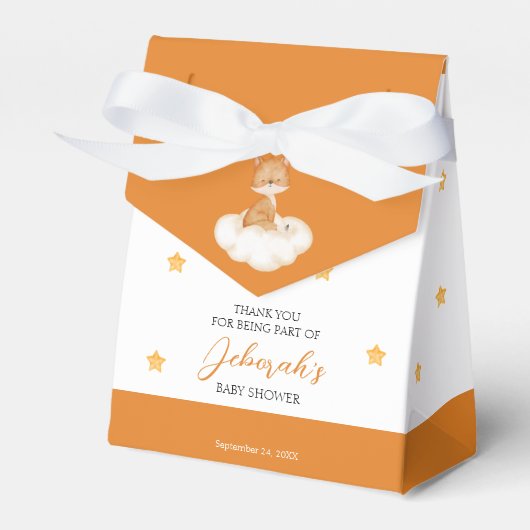 Oranje Cute Fox Baby shower Favor Box Bedankdoosjes (Voorkant Zijde)