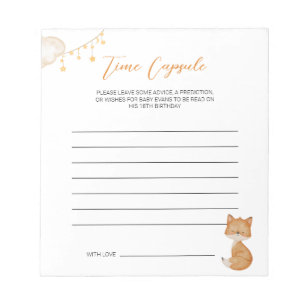 Oranje Cute Fox Baby shower Time Capsule Notitieblok