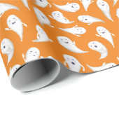 Oranje Cute Ghosts Halloween Cadeaupapier (Rol Hoek)