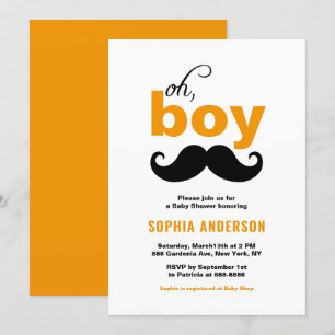 Oranje Cute Het is een Baby shower van de Jongen M Kaart