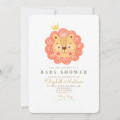 Oranje Cute Lion King Baby shower Kaart (Voorkant)