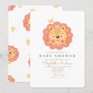 Oranje Cute Lion King Baby shower Kaart