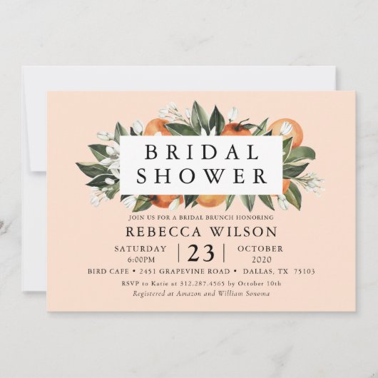 Oranje Cute Moderne Trouwfeest Uitnodiging (Voorkant)