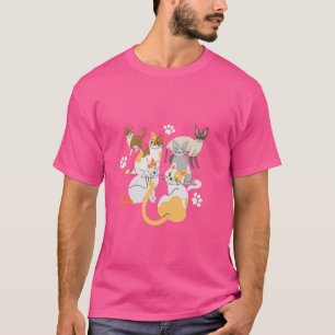 Oranje Cute Organic Internationale Kattendag T-Shi T-shirt