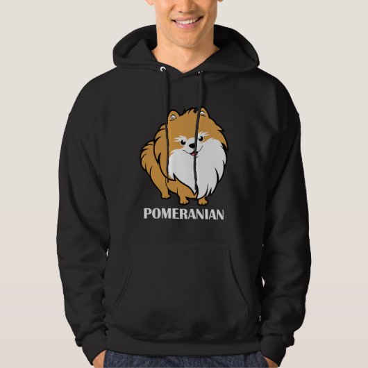 Oranje Cute Pommeren Hoodie (Voorkant)