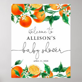 Oranje cutie citrus baby shower welkomstteken poster