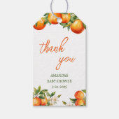 Oranje cutie dank u douche cadeaulabel (Voorkant)