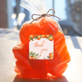 Oranje cutie dank u vierkante sticker