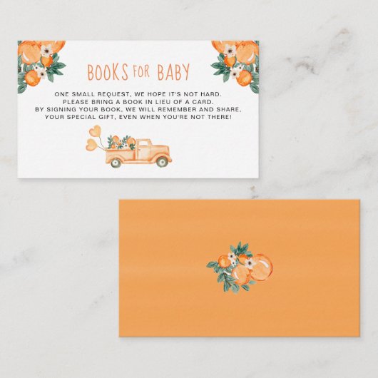 Oranje Cutie Gender Neutral Shower Boeken voor Bab Informatiekaartje (Voorkant / Achterkant)