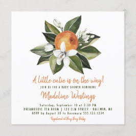 Oranje Cutie Genderneutraal Baby shower Kaart