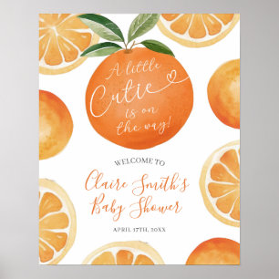 Oranje Cutie is onderweg naar Baby shower Poster
