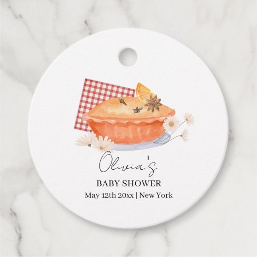Oranje Cutie Pie Flower Herfst Baby shower Bedankjes Labels (Voorkant)