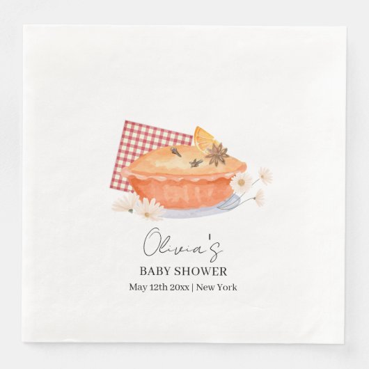 Oranje Cutie Pie Flower Herfst Baby shower Servet (Voorkant)
