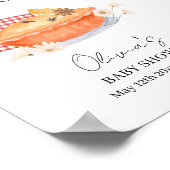 Oranje Cutie Pie Flower Herfst Baby shower Welkom Poster (Hoek)