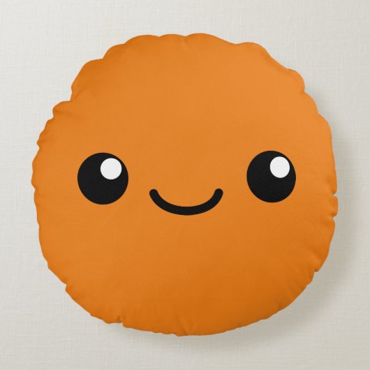 Oranje cutie rond kussen (Voorkant)
