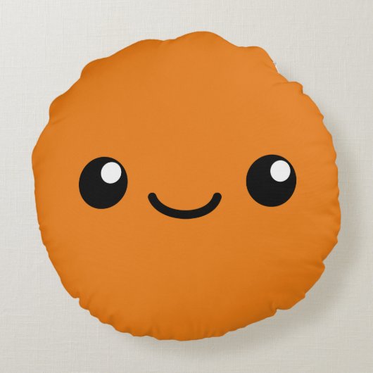 Oranje cutie rond kussen (Achterkant)