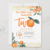 Oranje Cutie Second Birthday Gold Glitter Kaart (Voorkant)