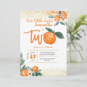 Oranje Cutie Second Birthday Gold Glitter Kaart (Staand voorkant)