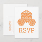 Oranje D20-Briefkaart voor respons op D20 Uitnodiging Briefkaart (Voorkant / Achterkant)