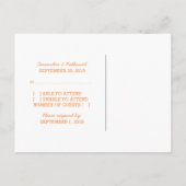 Oranje D20-Briefkaart voor respons op D20 Uitnodiging Briefkaart (Achterkant)