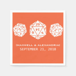 Oranje D20-dice Gamer Wedding Paper Napkins Servet
