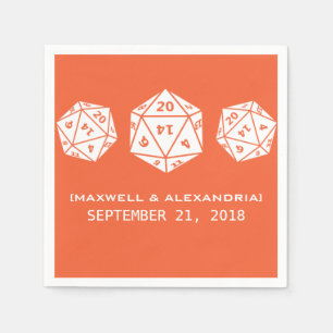 Oranje D20-dice Gamer Wedding Paper Napkins Servet