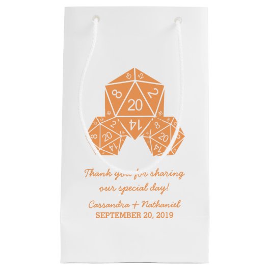 Oranje D20-dice Wedding Gift Bag Klein Cadeauzakje (Voorkant)