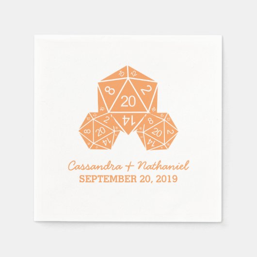 Oranje D20-dice Wedding Paper Napkins Servetten (Voorkant)