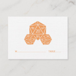 Oranje D20-dice Wedding Place Card Plaatskaartje