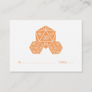 Oranje D20-dice Wedding Place Card Plaatskaartje