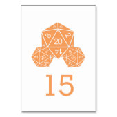 Oranje D20 Dice Wedding Table Kaart (Voorkant)