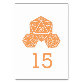 Oranje D20 Dice Wedding Table Kaart