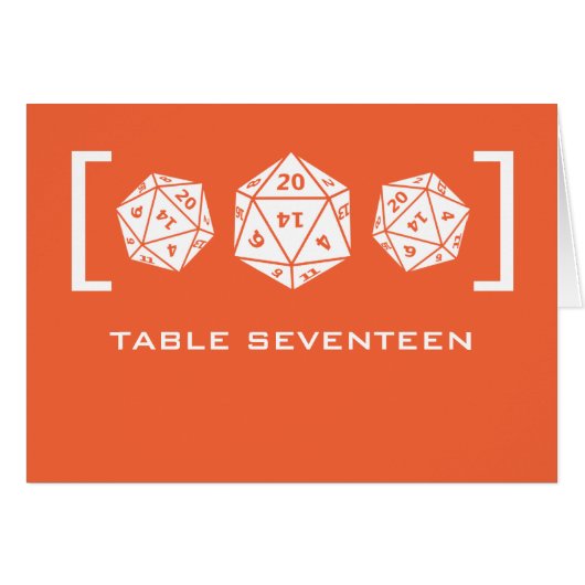 Oranje D20-Kaart voor dijgamertabel (Voorkant Horizontaal)