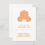 Oranje D20-Kaart voor respons op D20 RSVP Kaartje (Voorkant / Achterkant)