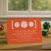 Oranje D20-uitnodiging voor weddenschappen Kaart