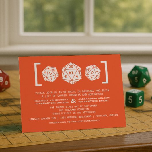 Oranje D20-uitnodiging voor weddenschappen Kaart