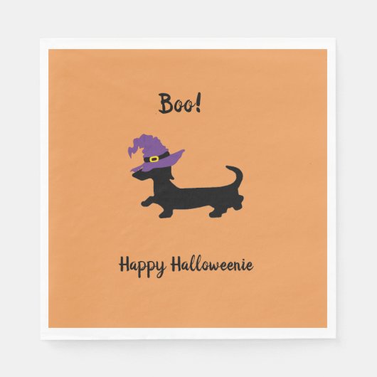 Oranje Dachshund Halloween Paper Napkins Servet (Voorkant)
