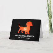 Oranje Dachshund Happy Halloween familienaam Kaart (Voorkant)