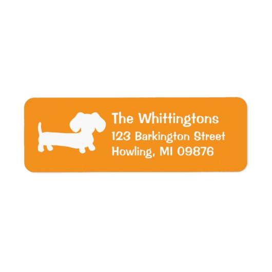 Oranje Dachshund Retouradreslabels Etiket (Voorkant)