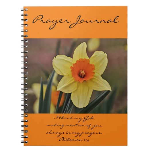 Oranje Daffodil Prayer Journal 1:4 Notitieboek (Voorkant)