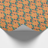 Oranje Dag Lelies met Groene Bladeren Cadeaupapier (Hoek)