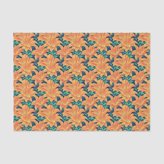 Oranje Dag Lelies met Groene Bladeren Tissuepapier (Voorkant)