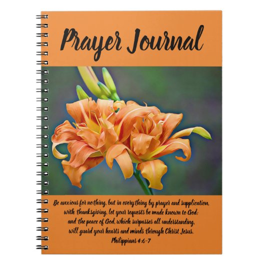 Oranje dag Lilies Prayer Journal Notitieboek (Voorkant)