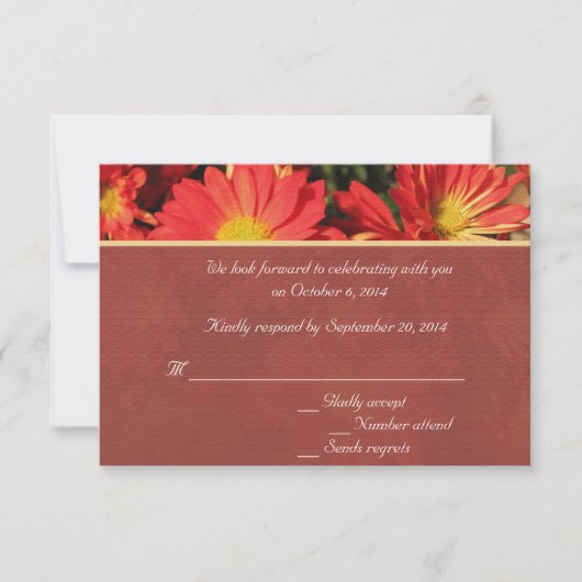 Oranje dagbloem RSVP bruiloft Kaart (Voorkant)