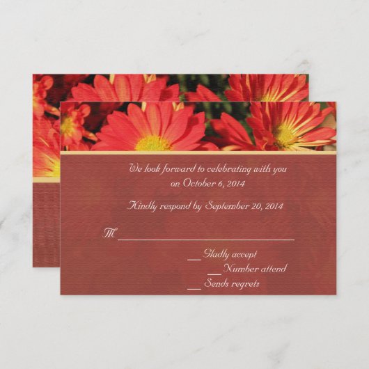 Oranje dagbloem RSVP bruiloft Kaart (Voorkant / Achterkant)